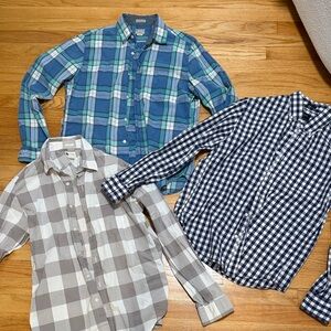 J Crew Men's Plaid Button-Down Shirt Collection- set of 3